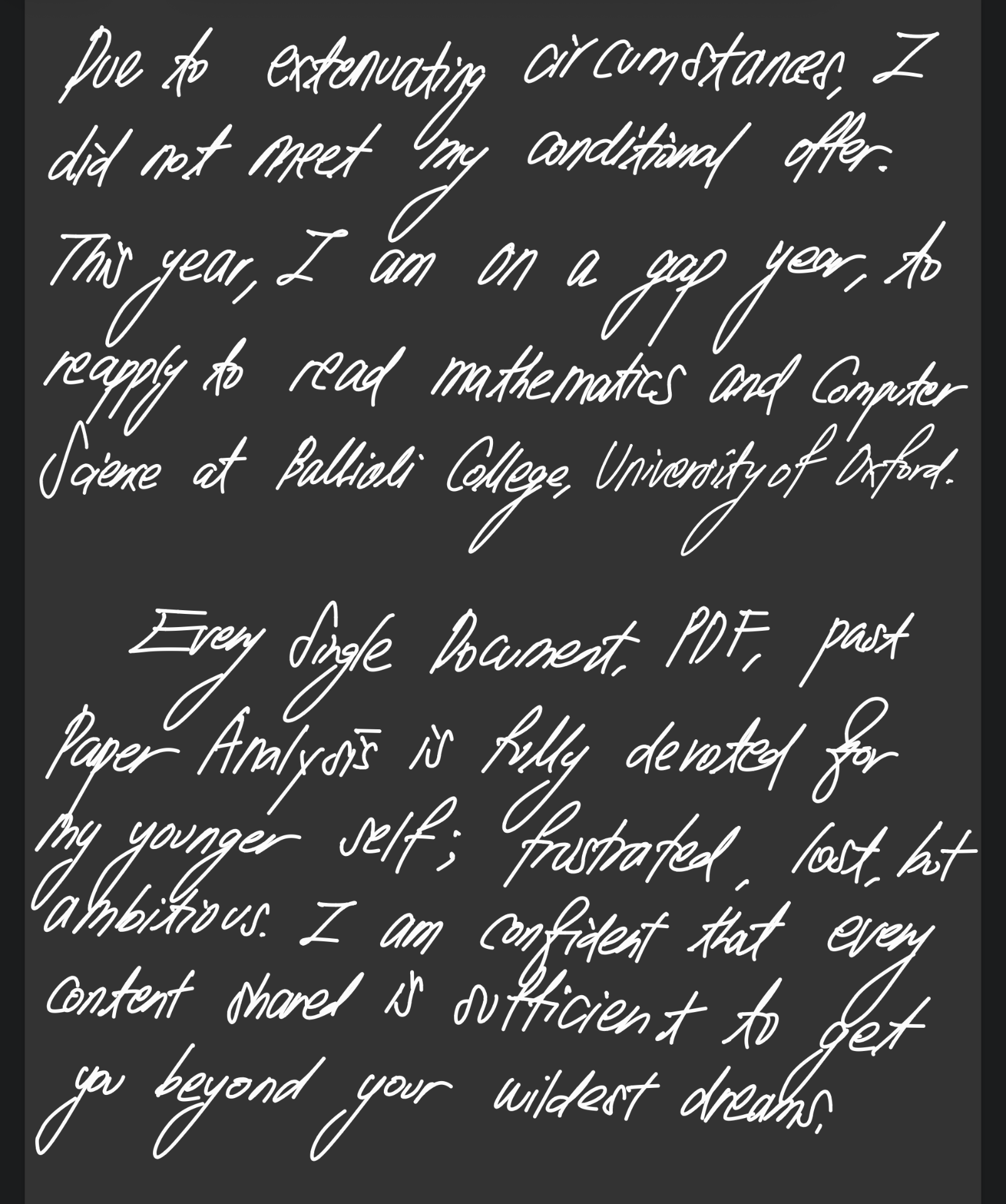 Handwritten letter from Jamie Baek, page two.